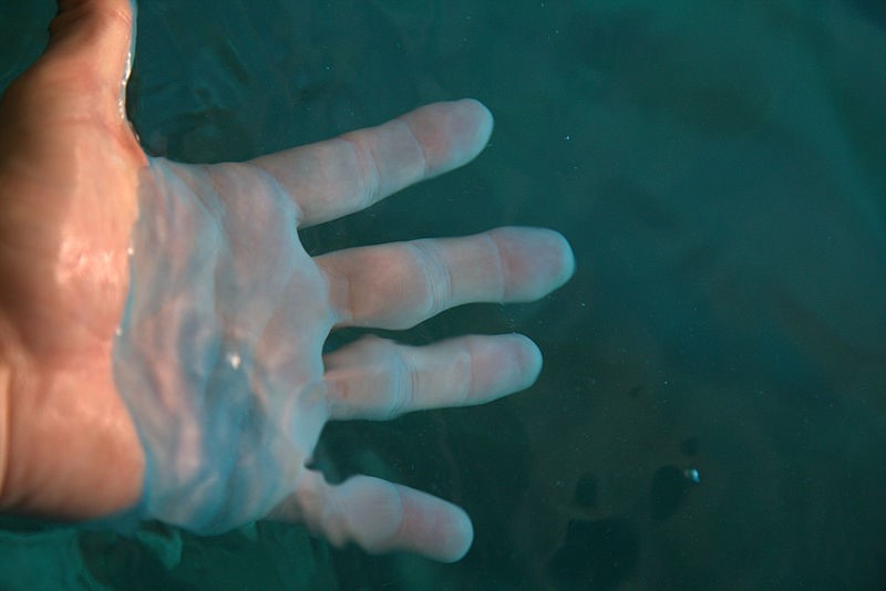 File:Hand in water at the Blue Grotto.jpg